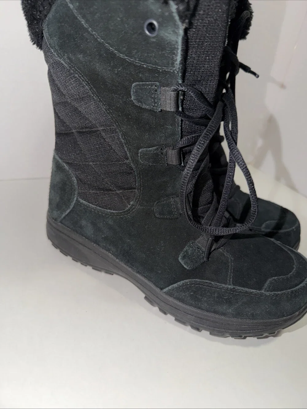 Columbia Boots Womens Ice Maiden Snow Winter Black Faux Fur Lace-Up Size 7 US